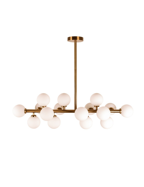 Candeeiro de tecto ANAMAR 16xG9 C.92,5xL.28xAlt.69cm Dourado/Branco