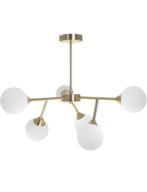 Candeeiro de tecto ANALU 6xG9 Alt.45xD.60cm Dourado/Branco