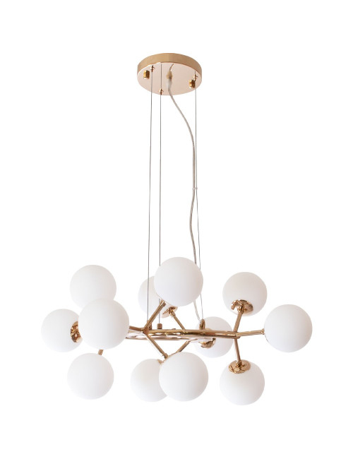 Candeeiro de tecto ANABEL 12xG9 Alt.Reg.xD.65cm Dourado/Branco