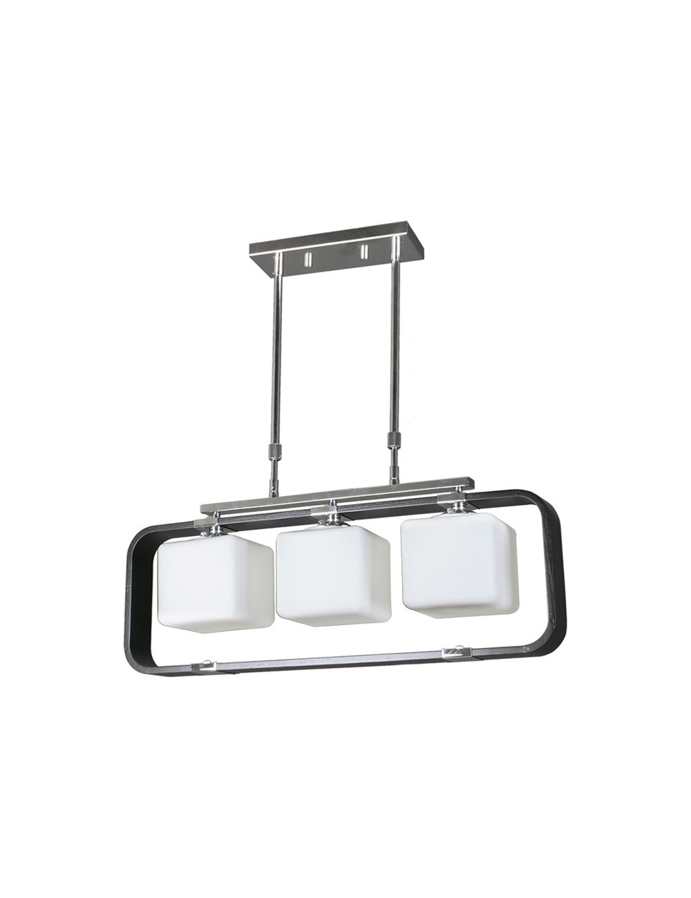 Candeeiro de tecto IRINA rectangular 3xE27 C.65xL.13xAlt.Reg.cm Wengue/Cromado