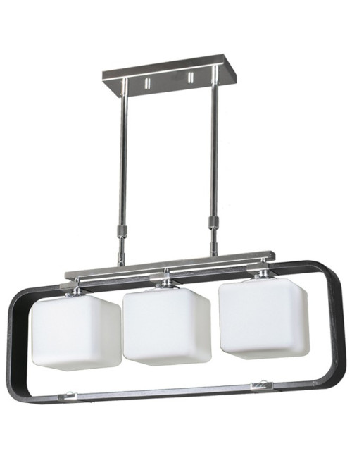 Candeeiro de tecto IRINA rectangular 3xE27 C.65xL.13xAlt.Reg.cm Wengue/Cromado