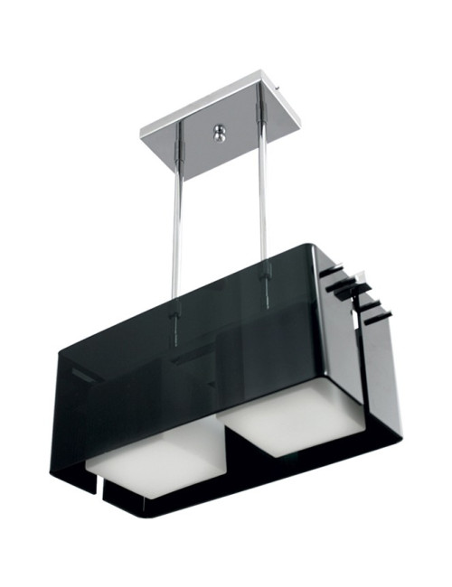 Candeeiro de tecto ROBERTA quadrado 2xE27 C.46xL.20xAlt.Reg.cm Acrílico Preto/Cromado