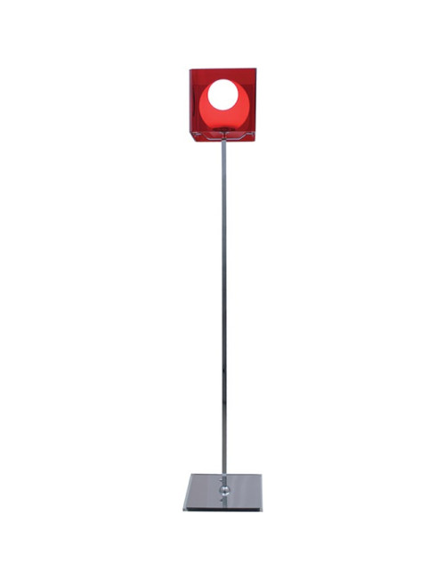 Candeeiro de pé RITA 1xE27 C.25xL.25xAlt.170cm Acrílico Vermelho/Cromado