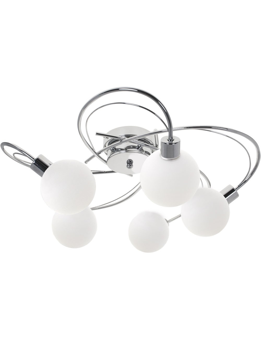 Plafond VITA 5xG9 Alt.23xD.53cm cromado com bolas de vidro brancas Plafond VITA 5xG9 Alt.23xD.53cm cromado com bolas de vidro brancas