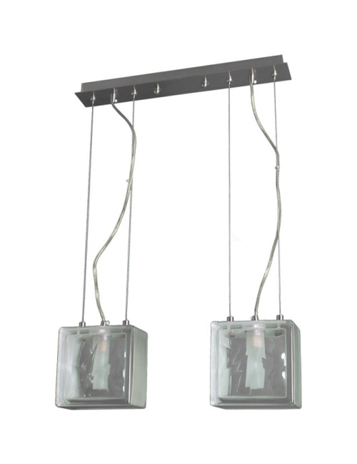 Candeeiro de tecto SÍLVIA 2xG9 C.44xL.9,5xAlt.Reg.cm Transparente/Níquel