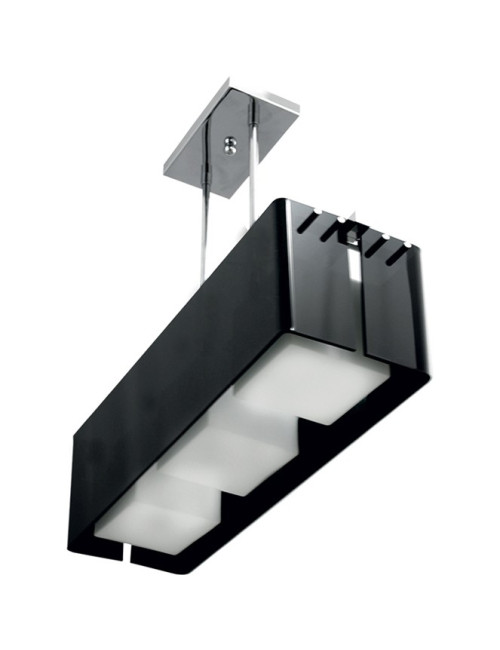 Candeeiro de tecto ROBERTA quadrado 3xE27 C.65,5xL.20xAlt.Reg.cm Acrílico Preto/Cromado