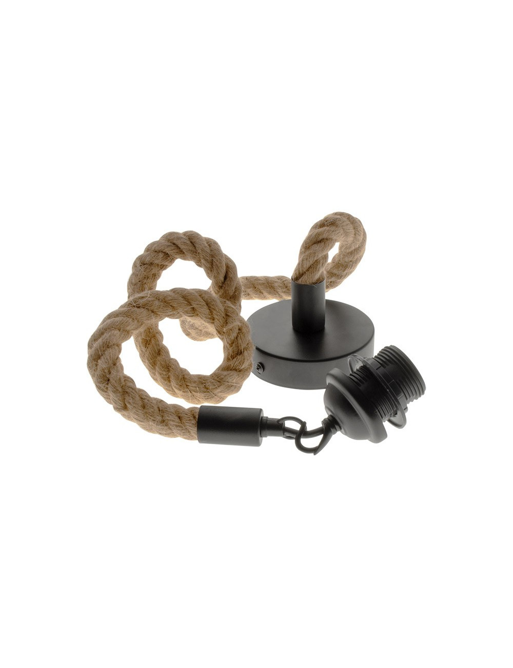 Suspensão CREMILDA 1xE27 Alt.Reg.xD.10cm Corda Preto