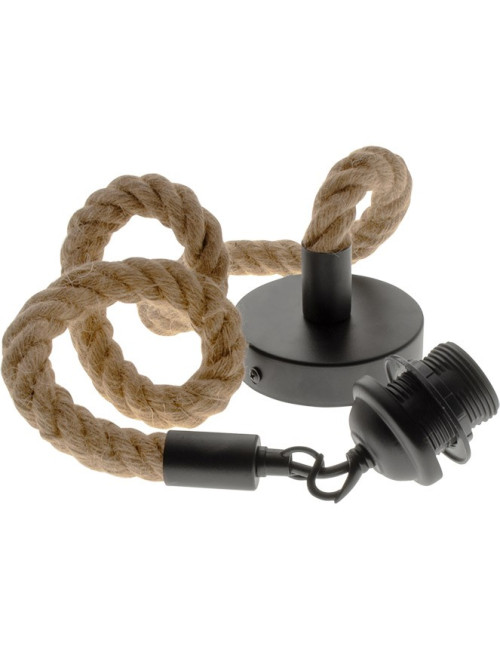Suspensão CREMILDA 1xE27 Alt.Reg.xD.10cm Corda Preto