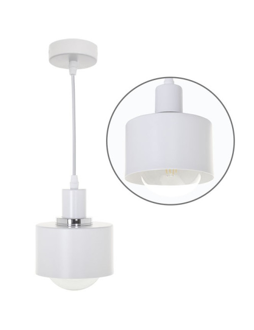 Suspensão NICOLETA 1xE27 Alt.Reg.xD.13cm Branco