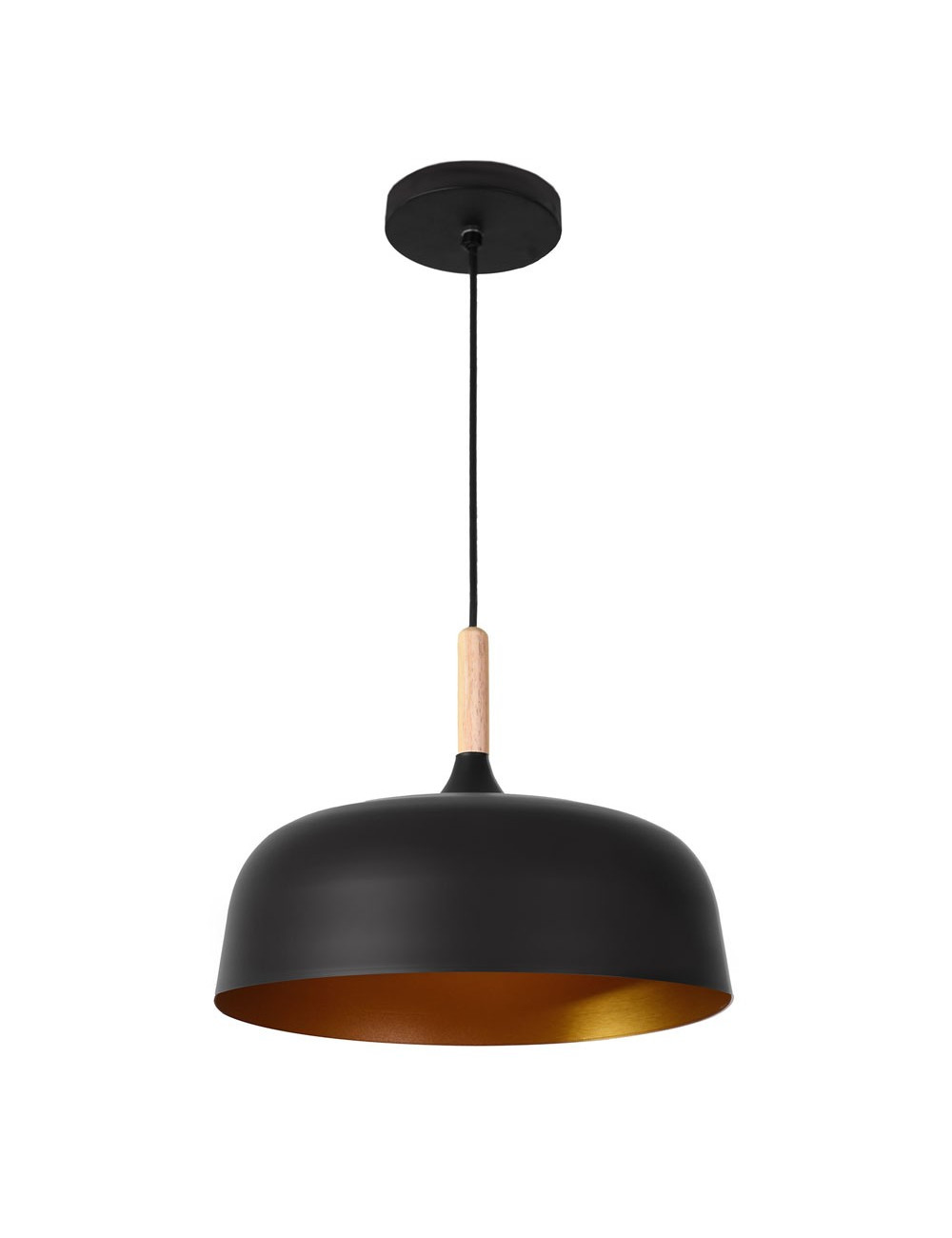 Suspensão GENARO 1xE27 Alt.Reg.xD.32cm Preto/Dourado