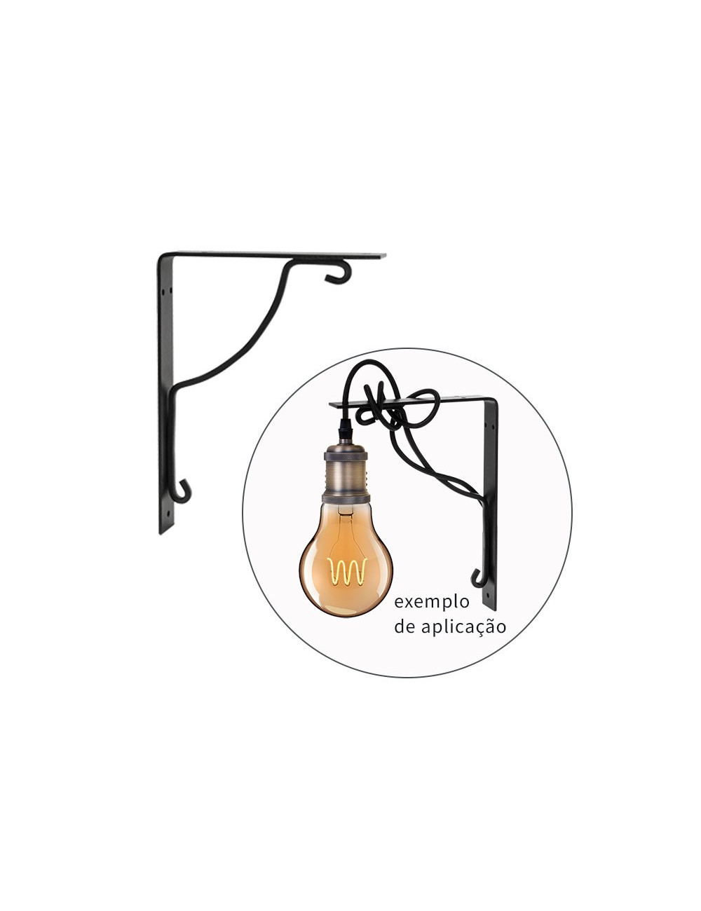 Base para aplique ESQUADRO quadrado C.3xL.18xAlt.24cm Metal Preto