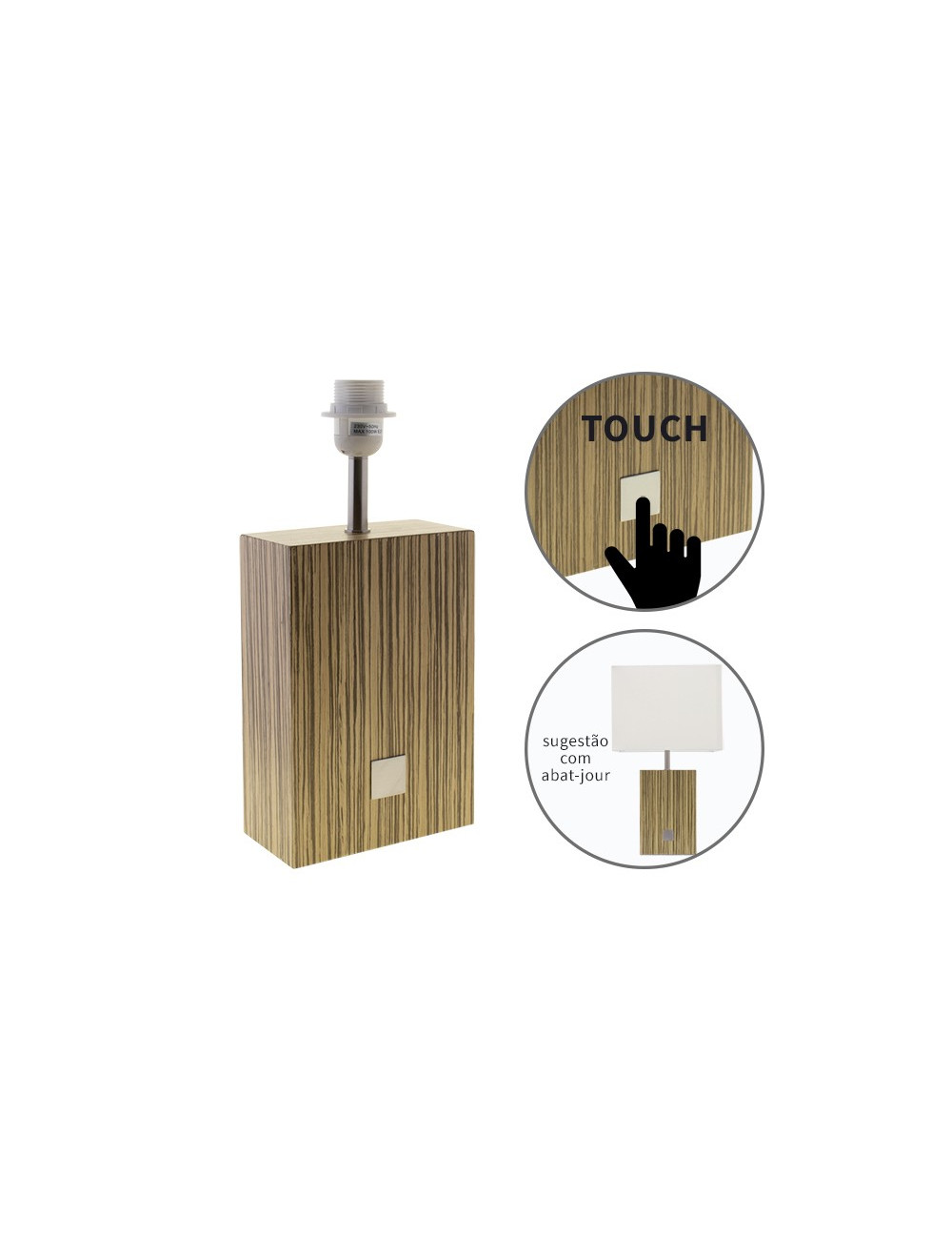 Base para candeeiro de mesa ZARA 1xE27 C.16xL.8xAlt.37cm Castanho