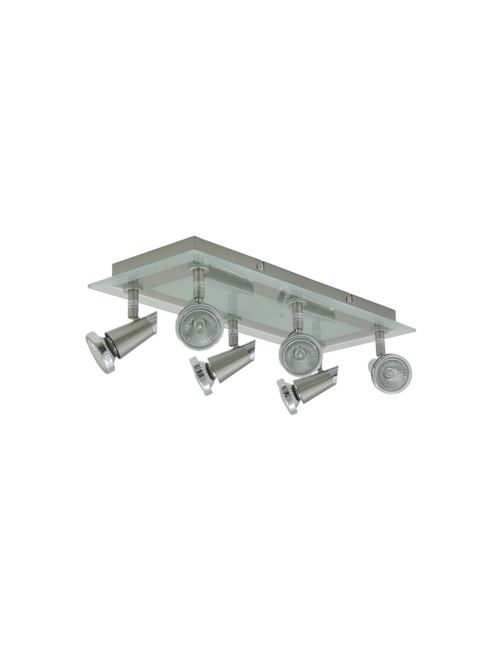 Plafond HUGO rectangular 6xGU10 C.46xL.18xAlt.13cm Níquel