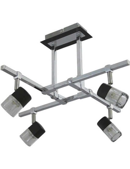 Candeeiro de tecto AFONSO 4xG9 C.49xL.49xAlt.32cm Wengue/Cromado