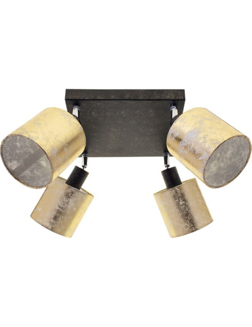 Plafond HERMAN 4xE14 C.22xL.22xAlt.20cm Dourado/Preto