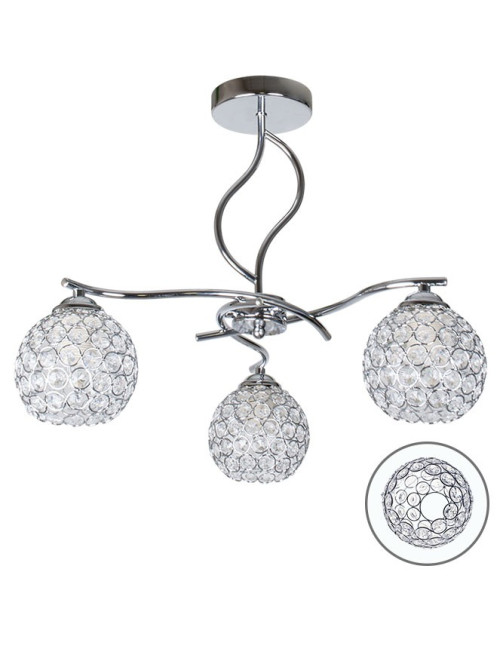 Candeeiro de tecto Balbina 3xE27 Alt.39xD.45cm Cromado