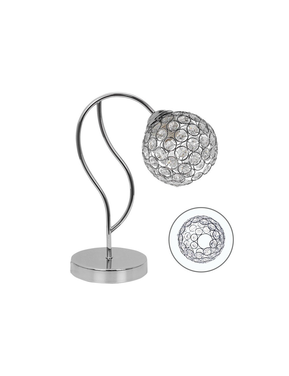 Candeeiro de mesa BALBINA 1xE27 C.15xL.27xAlt.35cm Cromado