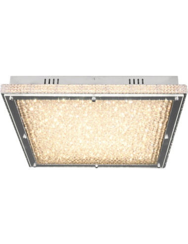 Plafond VILNIUS 1x60W LED 5400lm C.55xL.55xAlt.9cm Transparente/Cromado