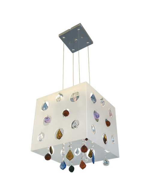 Candeeiro de tecto GORETI 5xE14 C.31xL.32xAlt.Reg.cm Acrílico Branco/Cromado