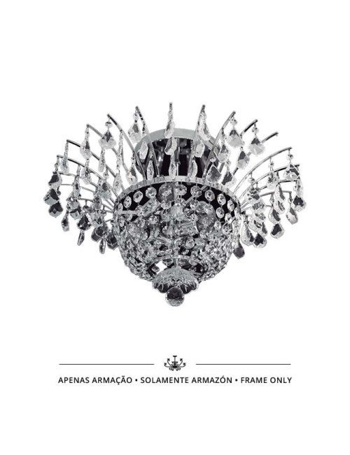 Base para plafond CONCÊNTRICO 6xE14 Alt.40xD.56cm Cromado, sem cristais