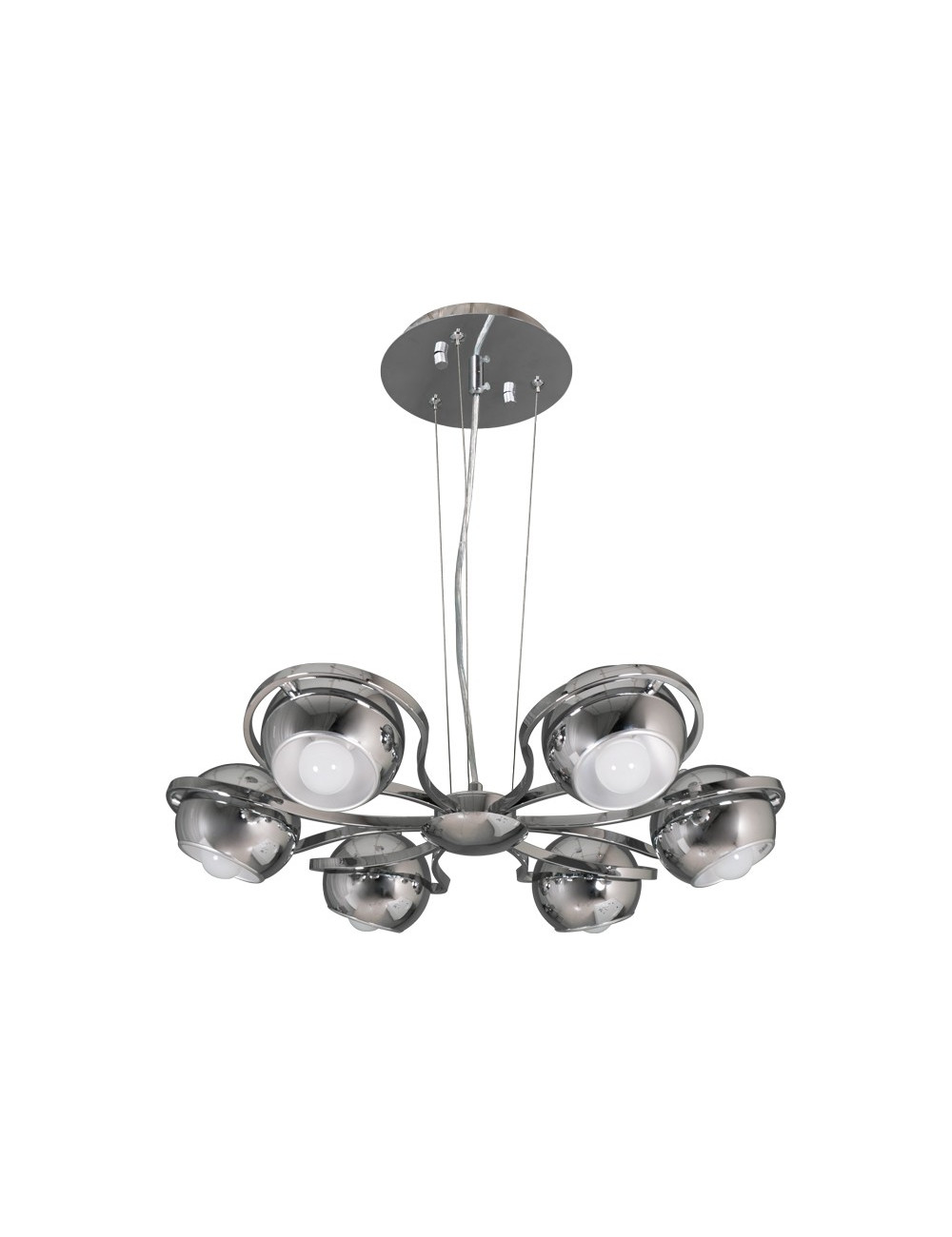 Candeeiro de tecto CHIARA 6xE14 Alt.Reg.xD.60cm Prata/Cromado