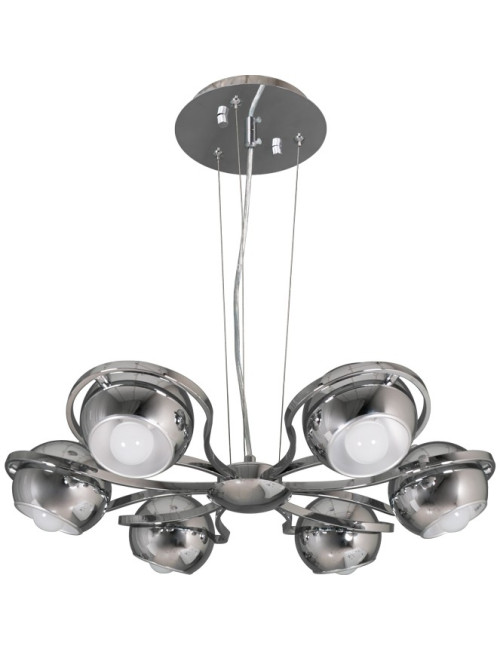 Candeeiro de tecto CHIARA 6xE14 Alt.Reg.xD.60cm Prata/Cromado