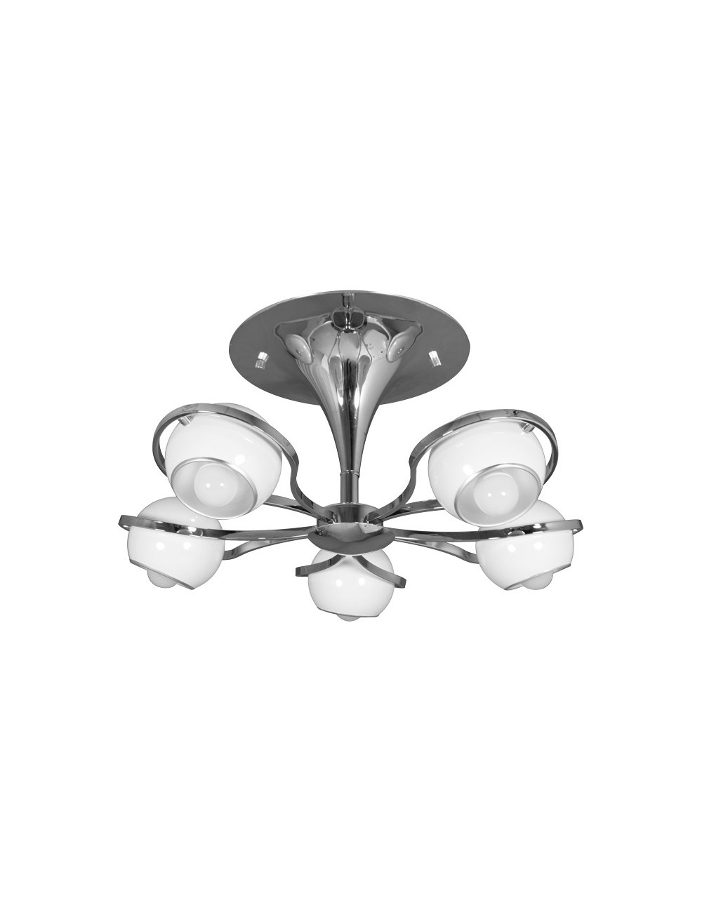 Plafond CHIARA 5xE14 Alt.30xD.60cm Branco/Cromado