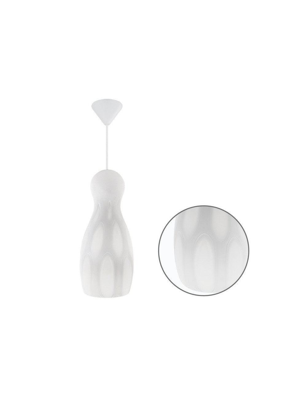 Suspensão HERNER grande 1xE27 Alt.Reg.xD.15cm Vidro Branco