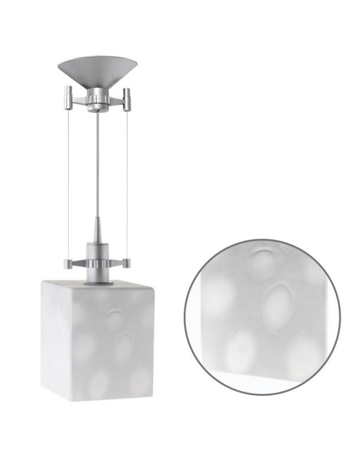 Suspensão HERNER quadrado 1xE14 C.12xL.12xAlt.Reg.cm Vidro Branco