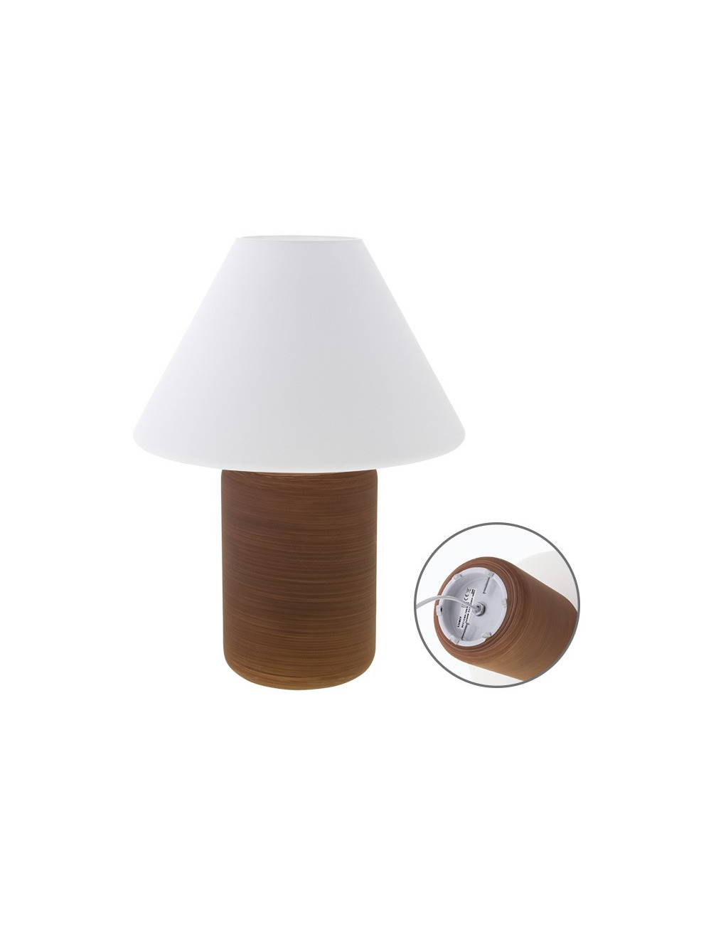 Candeeiro de mesa HERNER 1xE27 Alt.37xD.27cm Vidro Castanho/Branco