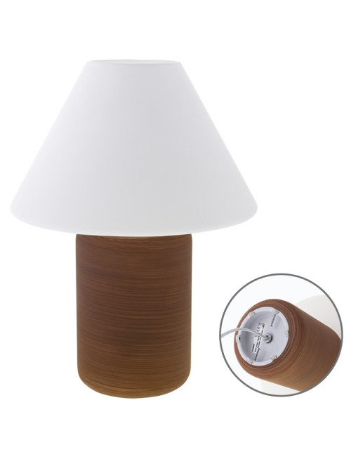 Candeeiro de mesa HERNER 1xE27 Alt.37xD.27cm Vidro Castanho/Branco