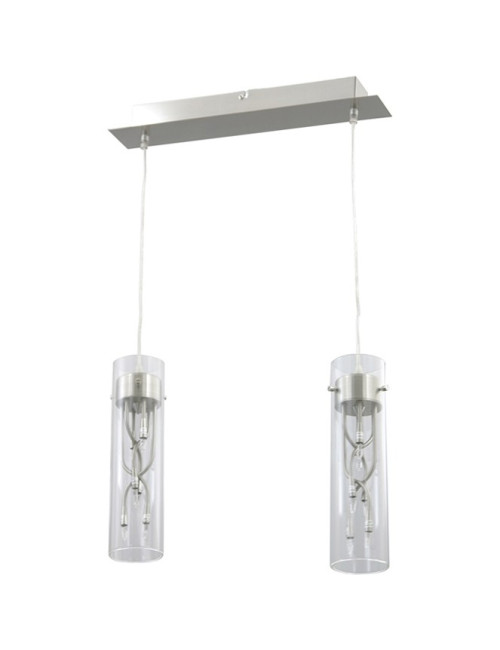 Candeeiro de tecto MÁRCIA 12xG4 12V C.46xL.8xAlt.Reg.cm Metal+Vidro Transparente/Níquel