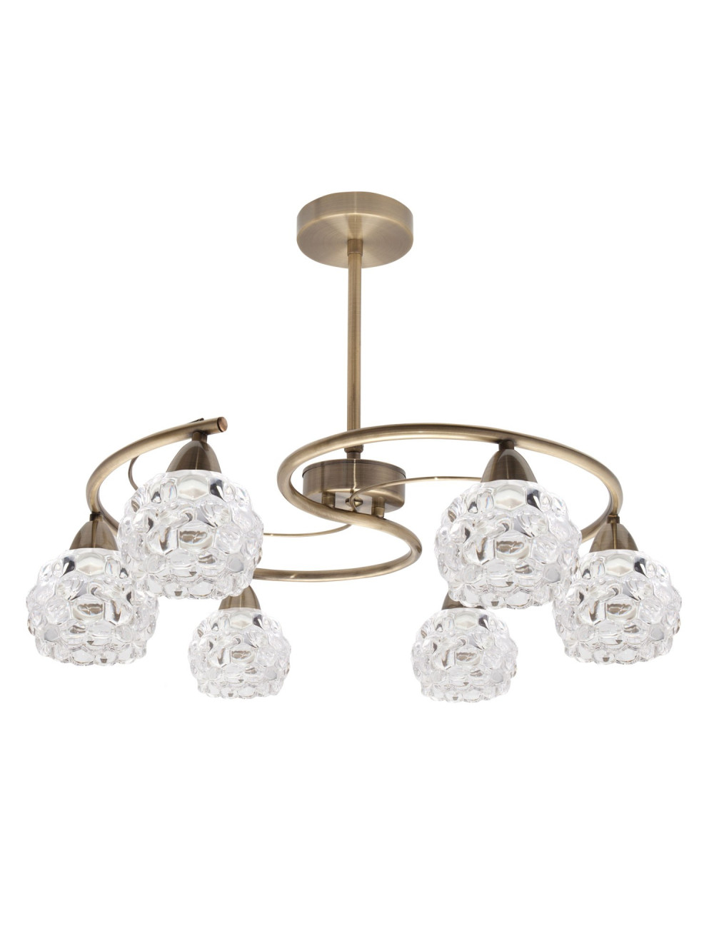 Candeeiro de tecto TULIPA GLASS 6xE14 Alt.Reg.xD.62cm Oxidado