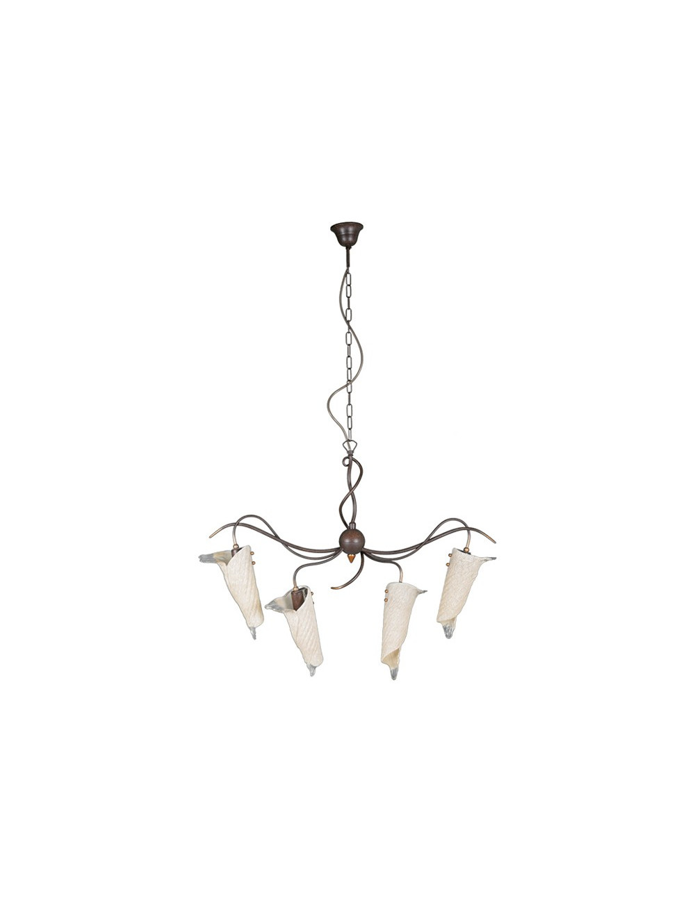 Candeeiro de tecto ASTI 4xE14 C.80xL.23xAlt.Reg.cm Vidro Castanho