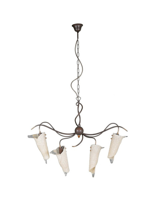 Candeeiro de tecto ASTI 4xE14 C.80xL.23xAlt.Reg.cm Vidro Castanho