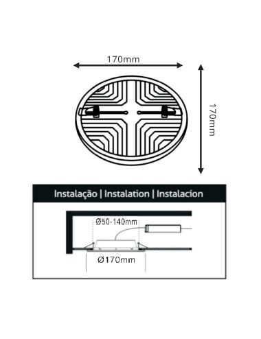 Foco de encastrar LIRA redondo 1x24W LED 2160lm 3000K 120° Alt.1,5xD.17cm Branco