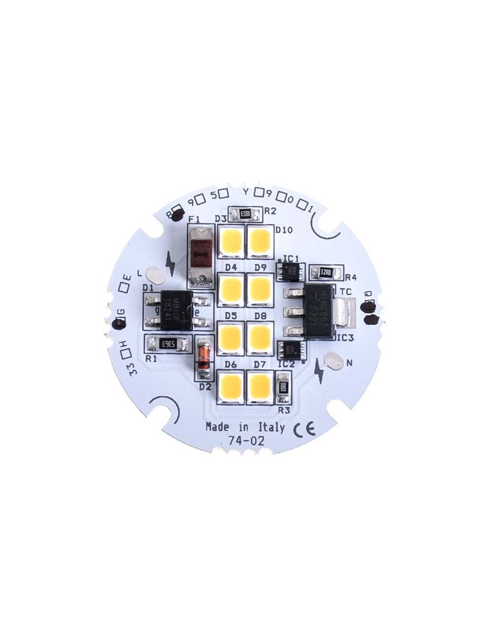 Módulo LED MLED redondo 230VAC 5W 380lm 3000K D.3,3cm, com corpo de alumínio
