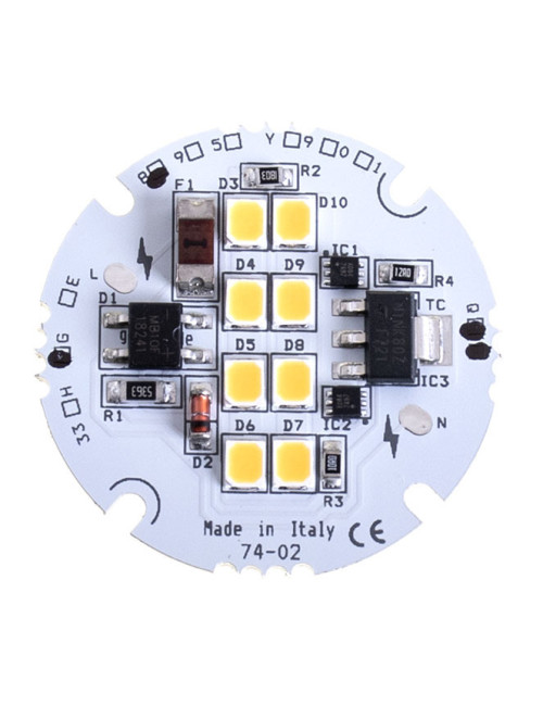 Módulo LED MLED redondo 230VAC 5W 380lm 3000K D.3,3cm, com corpo de alumínio