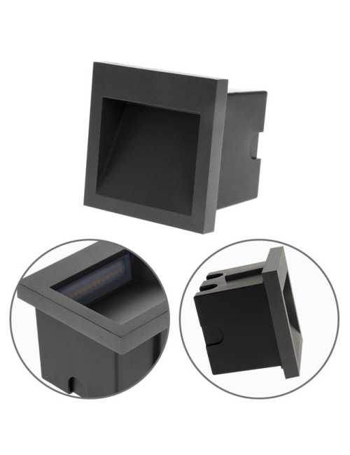 Aplique de encastrar MUSTANG IP54 1x3W LED 105lm 3000K C.9xL.1xAlt.9cm Antracite