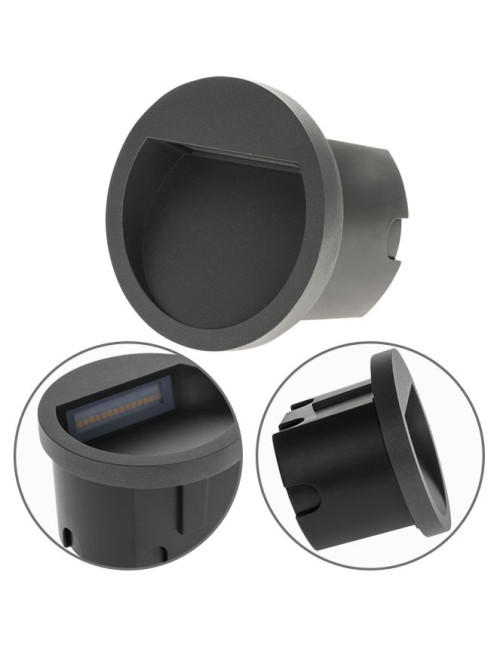 Aplique de encastrar MUSTANG redondo IP54 1x3W LED 105lm 3000K L.7xD.10