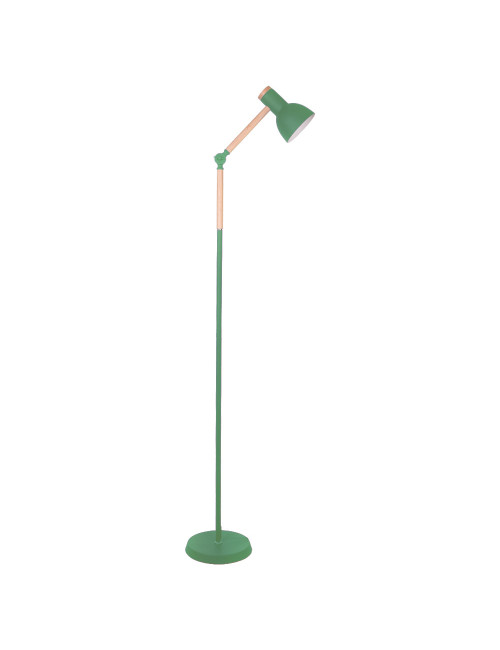 Candeeiro de pé TEACHER 1xE27 Alt.150cmxD.22cm Verde mate/Madeira