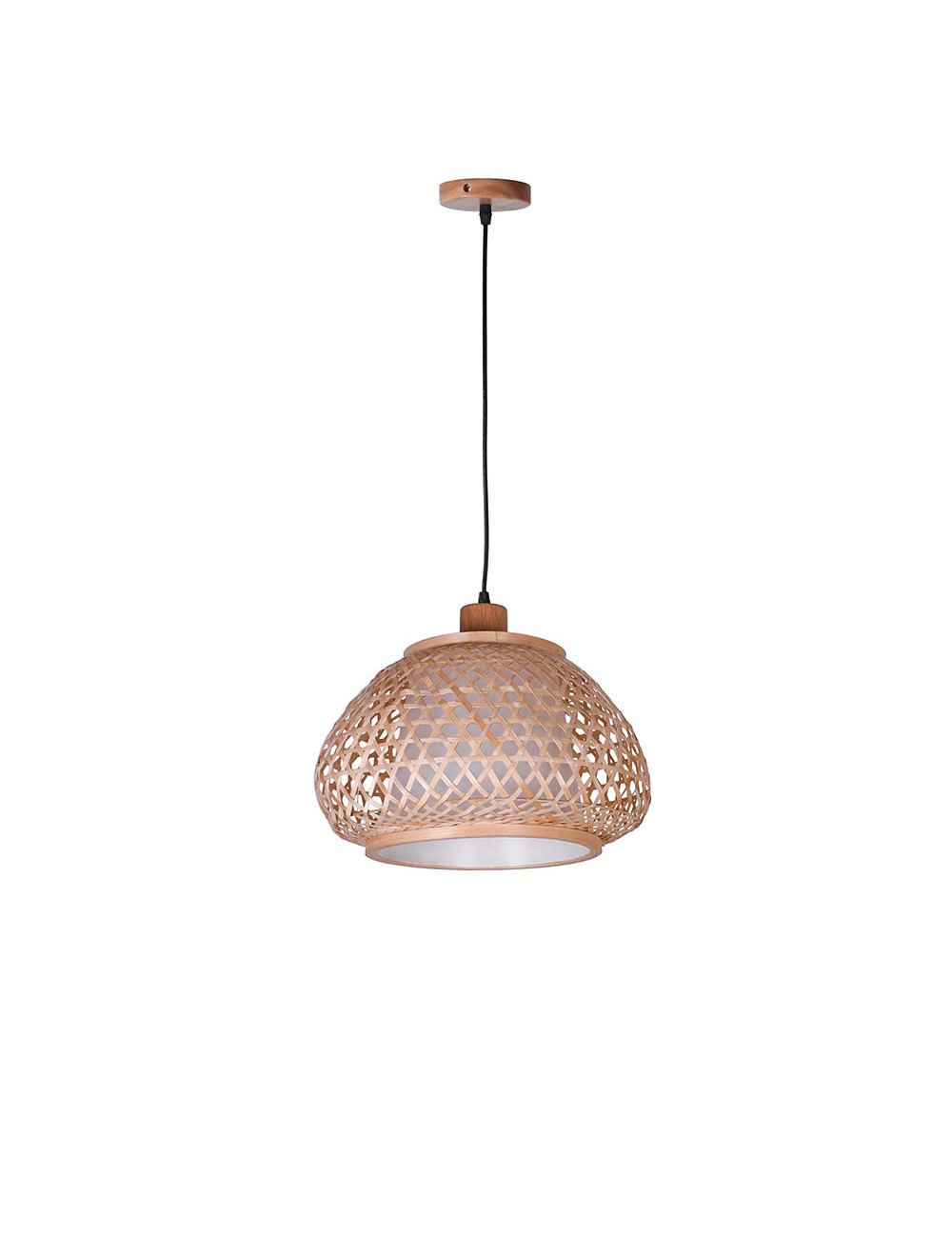 Suspensão JAVA D.35cm 1xE27 em madeira e palhinha