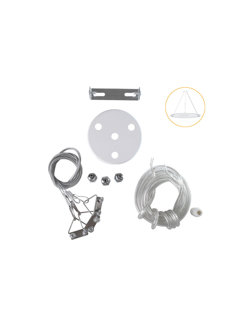 Conjunto de acessórios para suspender o plafond CAMUS com cabos de aço 1