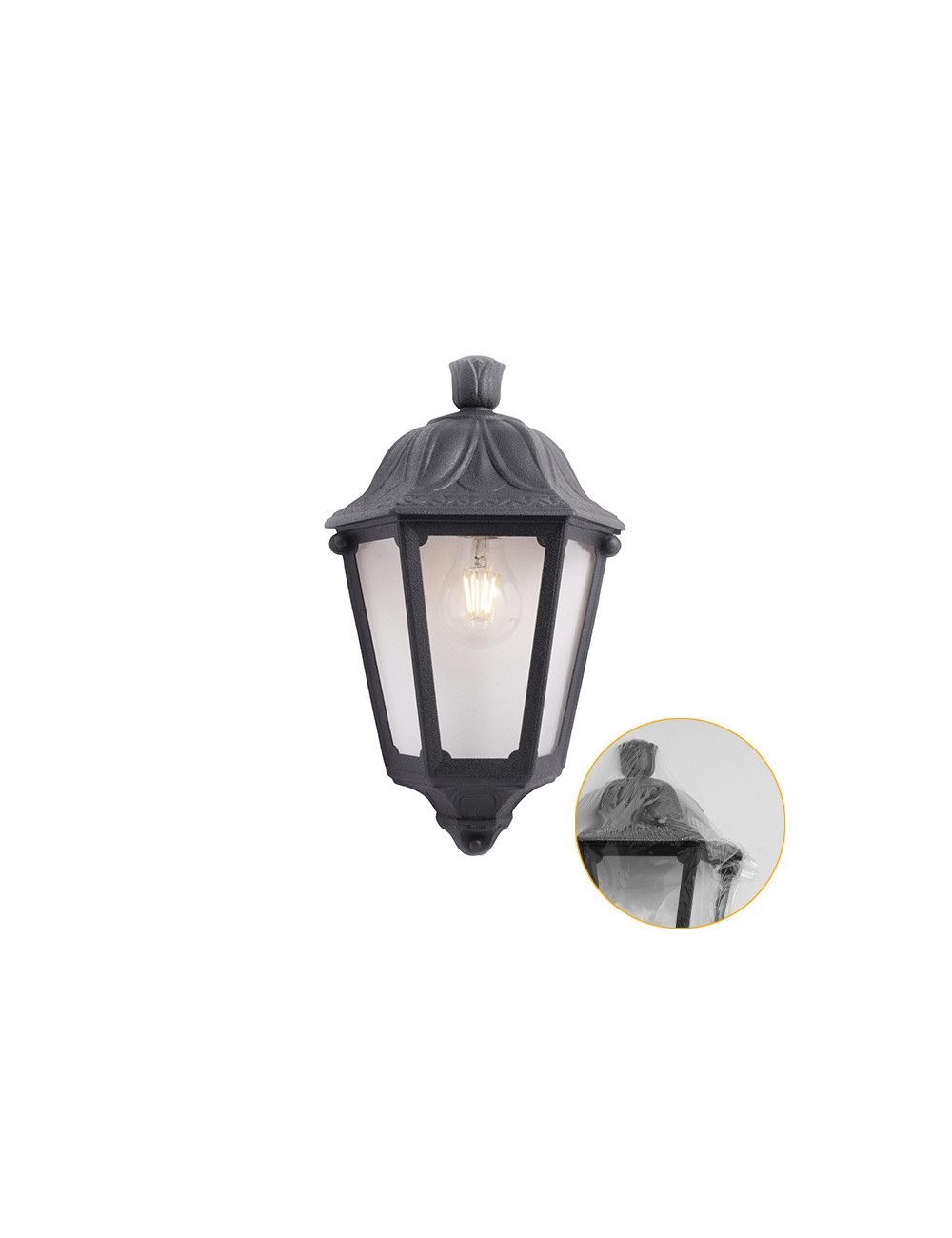 Aplique IESSE 1xE27 IP55 C.22xL.13xAlt.35cm resina preta