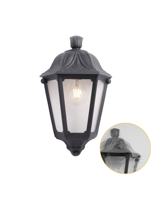 Aplique IESSE 1xE27 IP55 C.22xL.13xAlt.35cm resina preta