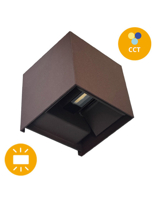 Aplique SOR IP65 2x5W LED CCT 3000/4000/6500K C.10xL.10xAlt.10cm Ferrugem