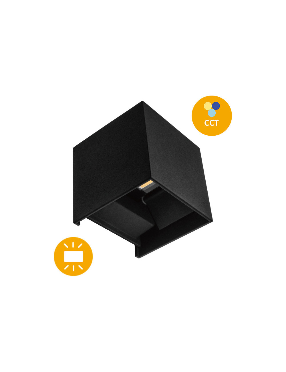 Aplique SOR IP65 2x5W LED CCT 3000/4000/6500K C.10xL.10xAlt.10cm Preto