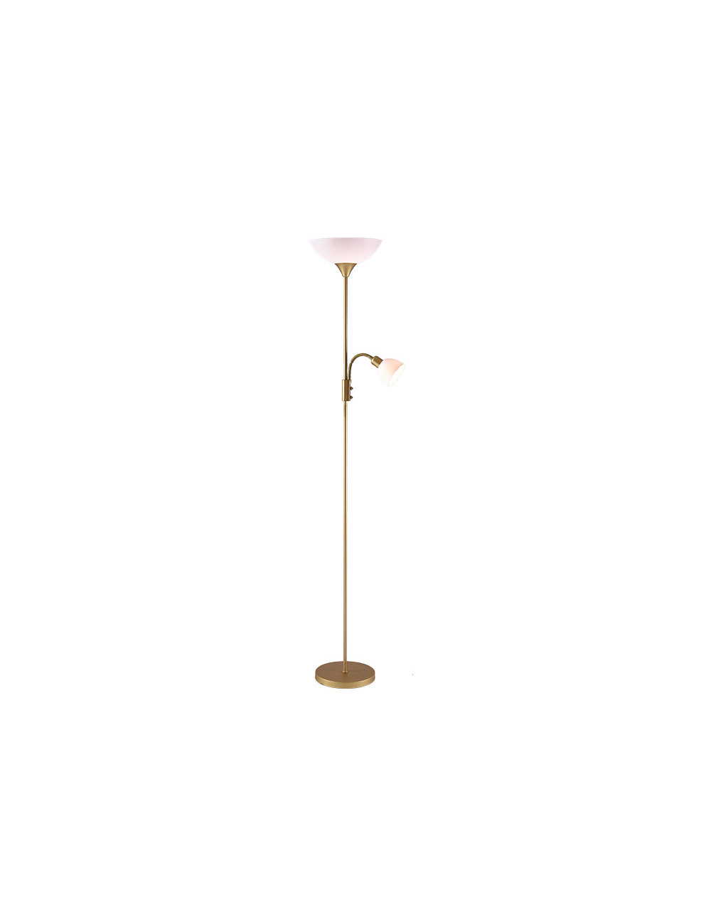 Candeeiro de pé TORINO com braço de leitura 1xE27+1xE14 Alt.179xD.25cm dourado