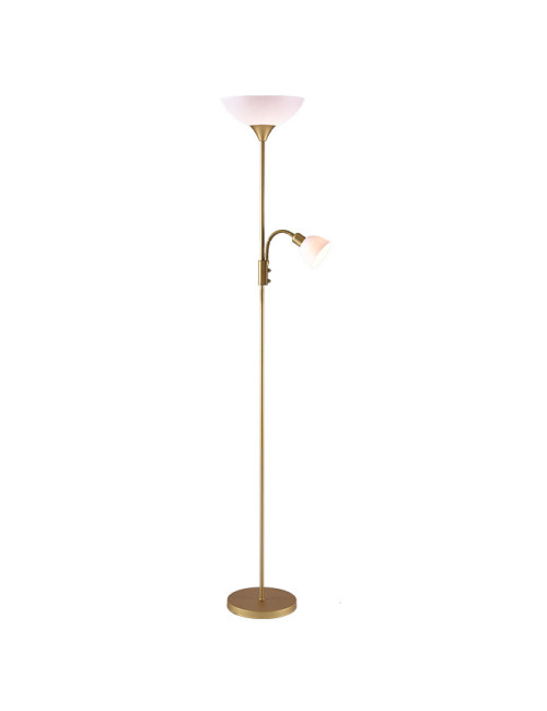 Candeeiro de pé TORINO com braço de leitura 1xE27+1xE14 Alt.179xD.25cm dourado