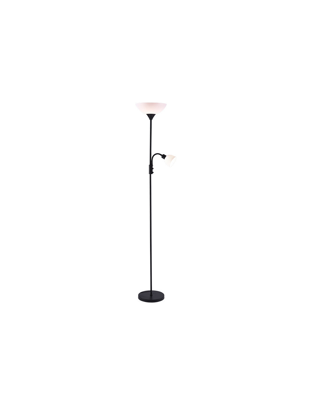 Candeeiro de pé TORINO com braço de leitura 1xE27+1xE14 Alt.179xD.25cm preto